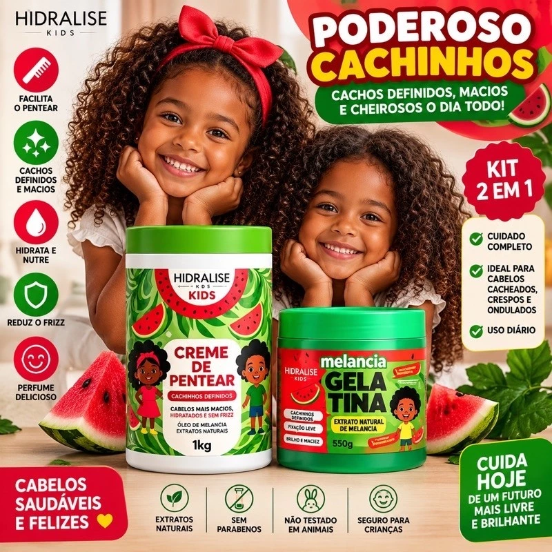 Kit 2 Produtos Hidralise Creme 1kg + Gelatina 500G Definição Dos Cachos Sem Frizz Para Cachos