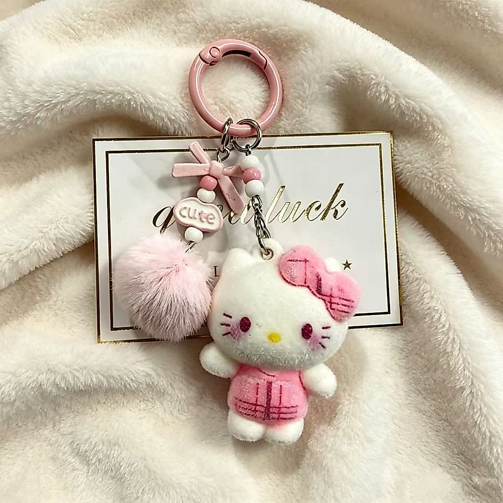 Acessório de pingente fofo para decoração de bolsa, presente com padrão retrô de gatinho, mochila doce e feminina para m