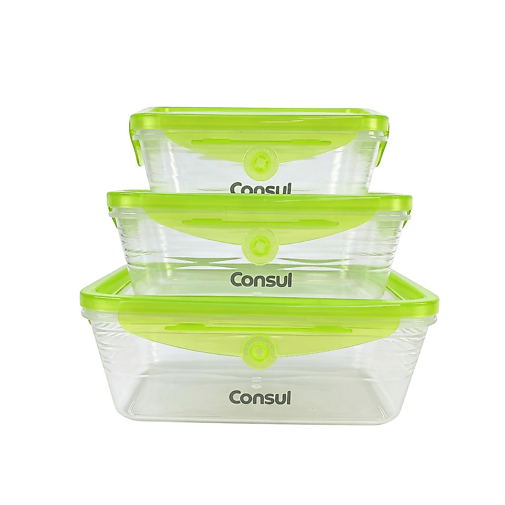 Kit de 3 Potes com Tampa Flexível Consul - 600000014