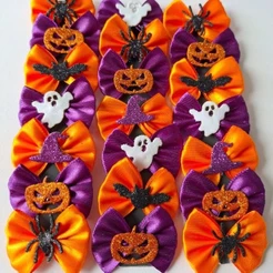 Kit 30 | 20 | 10 Laços Pet Halloween Para Fêmea Banho e Tosa Pet Shop Cães