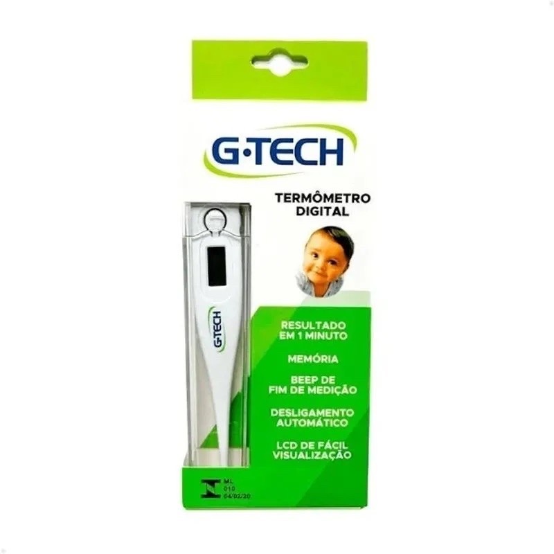 Termômetro Digital G-Tech TH1027 Branco Clínico Axilar e Oral