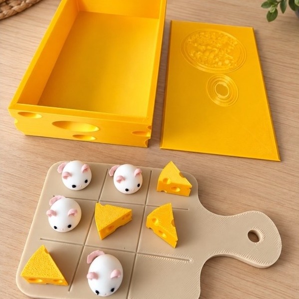 Jogo da Velha Rato e Queijo 3D – Brinquedo Educativo Infantil de Tabuleiro
