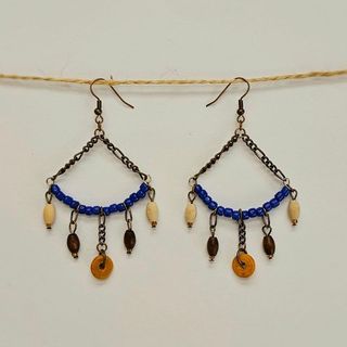 Brinco Artesanal Boho Azul | Leve, Elegante e Feito à Mão