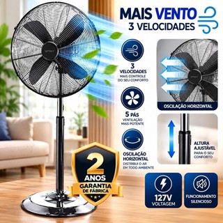 Ventilador Coluna Spirit Retrô  40 Centímetros  Chumbo