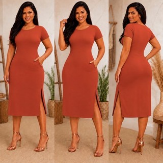 vestido envio rápido mais vendidos midi casual moda feminina festa de bolso e fenda later…