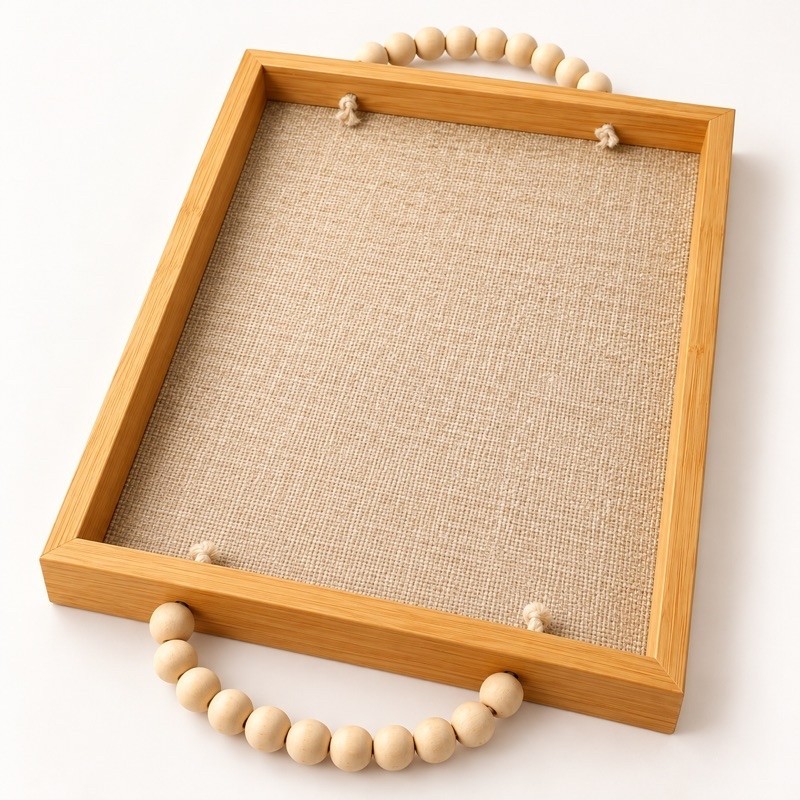 Bandeja Decorativa Organizadora com Alça de Bolinhas | Organizadora para Sala, Cantinho do Café e Mesa | Tamanho 32x22cm