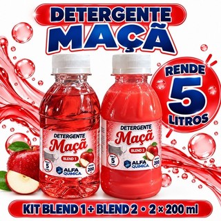 BASE KIT DETERGENTE LAVA LOUÇA MAÇA BLEND 2X200ML - RENDE 05 LITROS