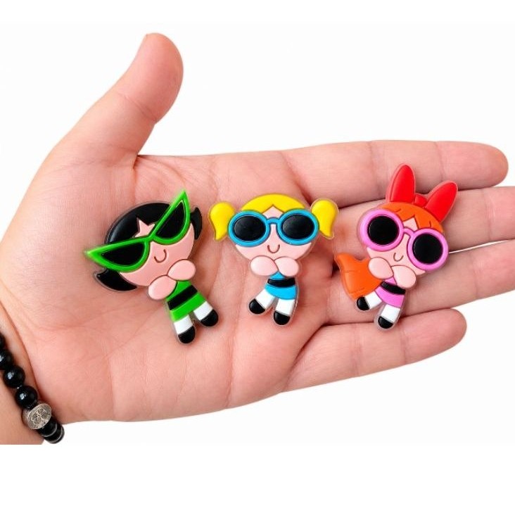 Pins Bottons Meninas Superpoderosas Emborrachado para Babuche kits com 3/6 unidades