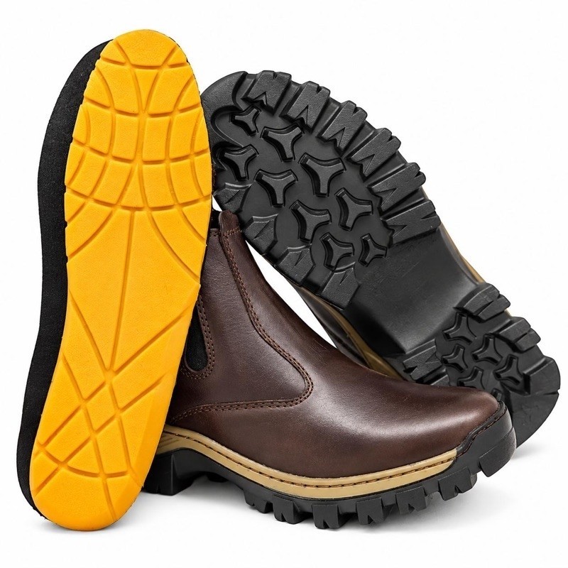 Bota Masculina CAT em Couro Botina para Trabalho Resistente Confortável Estilo Militar
