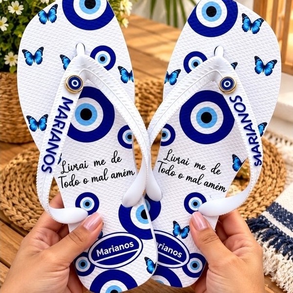 Chinelo Quadrada Moda Feminina Elegante Verão Confortável Correia Larga Casual Estampa Dia a Dia