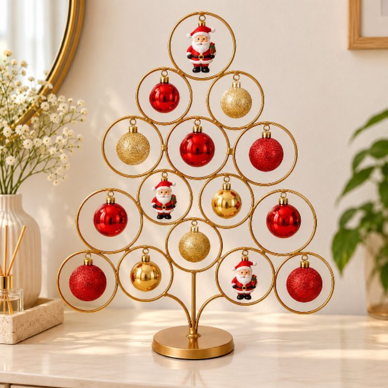 Árvore de Natal Dourada Luxo 42 cm Estrutura em ferro.