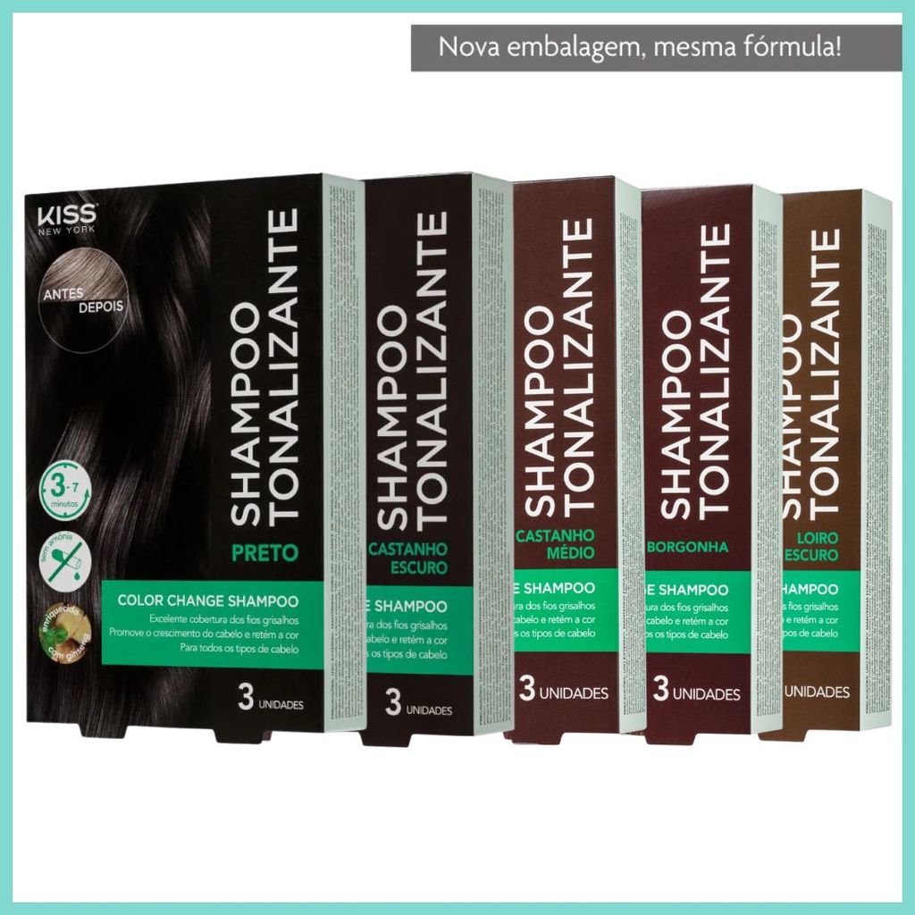 Shampoo Tonalizante Color Change Castanho Escuro ou Preto - Kiss New York em Oferta na Shopee