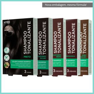 Shampoo Tonalizante Color Change Castanho Escuro ou Preto - Kiss New York em Oferta na Shopee