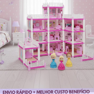 Casinha de Boneca Castelo da Princesa Com Até 240 Peças DE ATÉ 3 Mini Bonecas Completa Presente de Natal em Oferta na Shopee