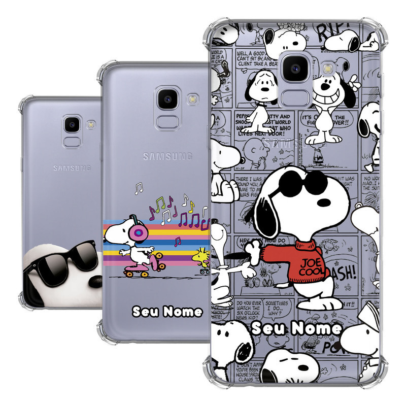 Capa para Samsung Galaxy J6 Coleção Snoopy e Charlie Brown e Woodstock