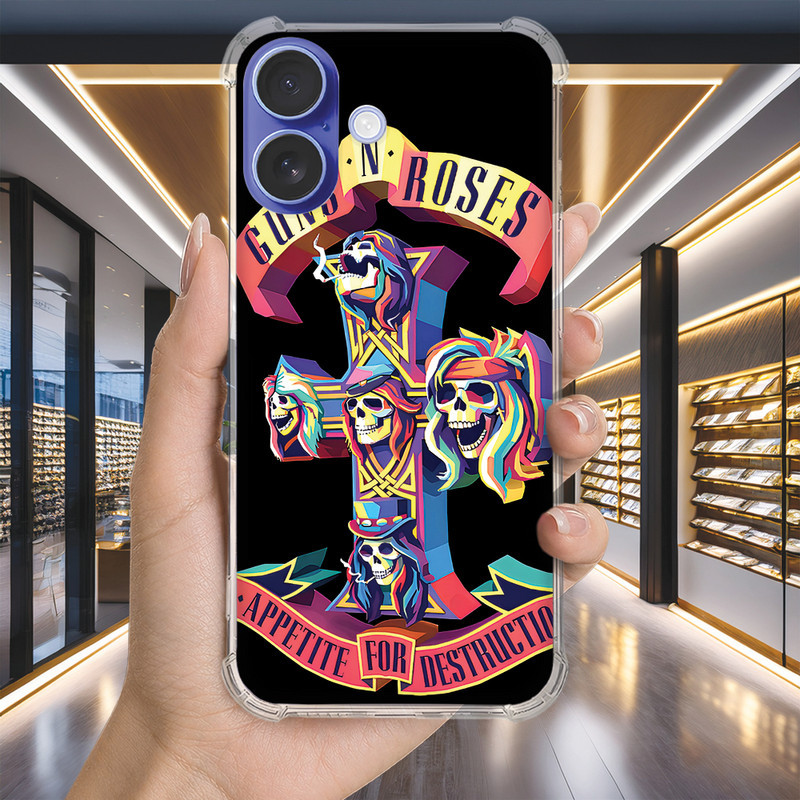 Capa Capinha IPHONE 12 PRO MAX 11 XS XR SE 2020 PLUS Anti-impacto Personalizada rock GUNS ROSES (4232)