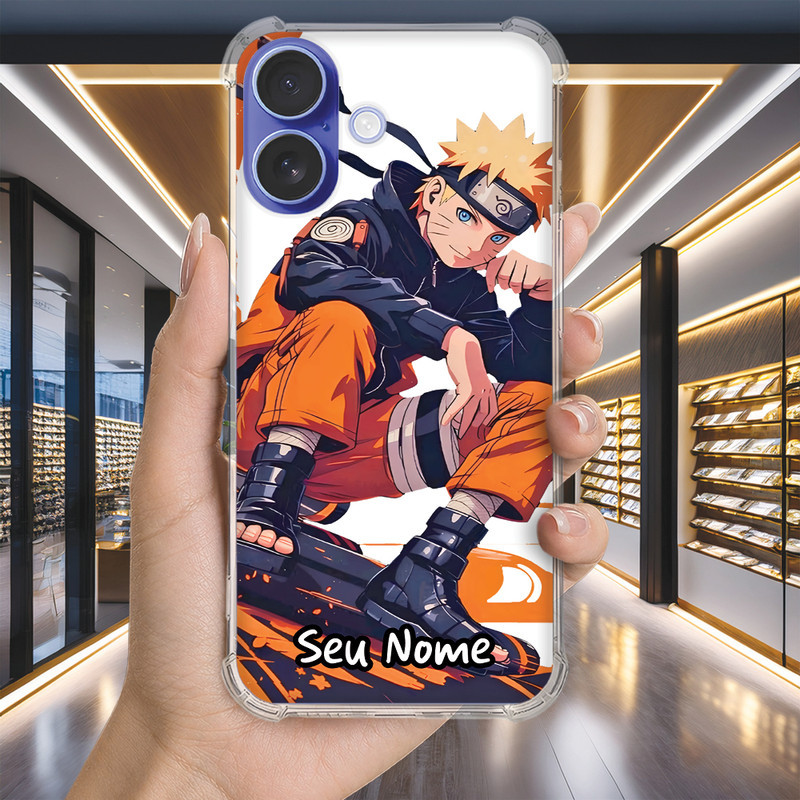 Capa Capinha IPHONE 16 PRO MAX PLUS 16e 15 14 13 MINI Anti-impacto Personalizada anime NARUTO nome (3523)