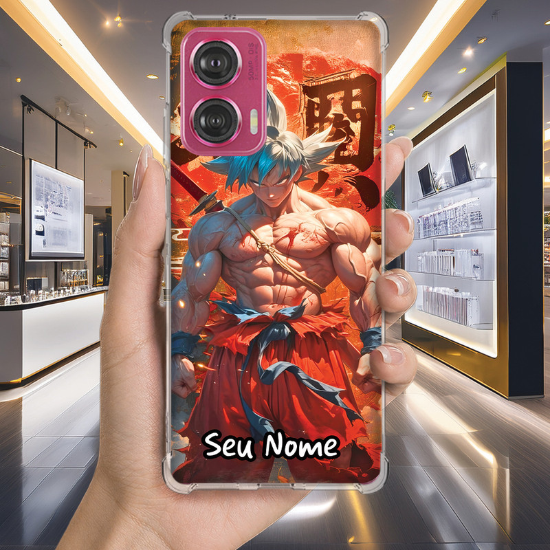 Capa Capinha MOTO G30 G20 G10 G15 G14 G13 G9 POWER PLUS PLAY G8 Anti-impacto Personalizada anime GOKU nome (3534)