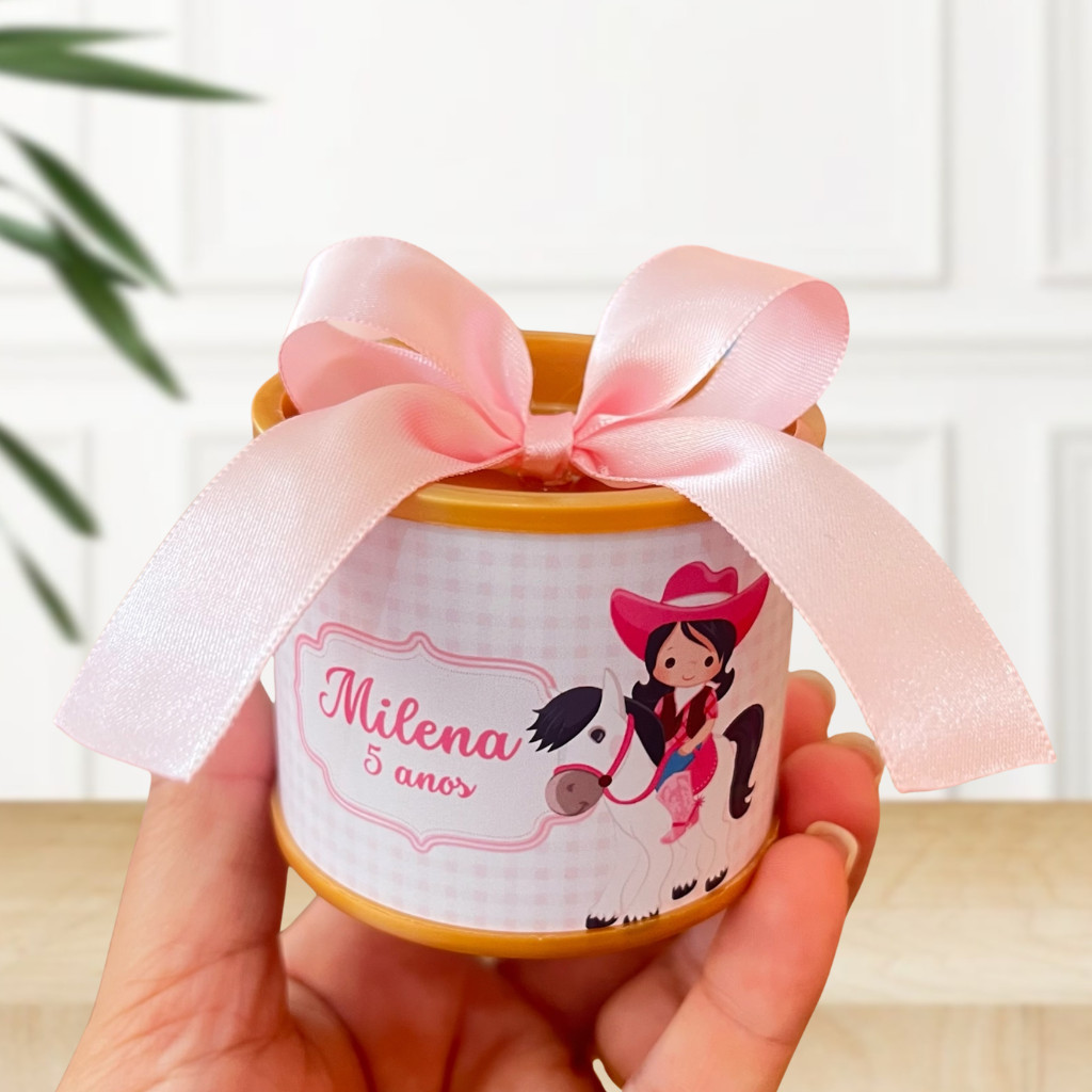 Kit Tubolata Personalizada 5x6 Pegue e Monte-Boiadeira/ cavalo menina- Lembrancinha de aniversário-Fazemos todos os tema
