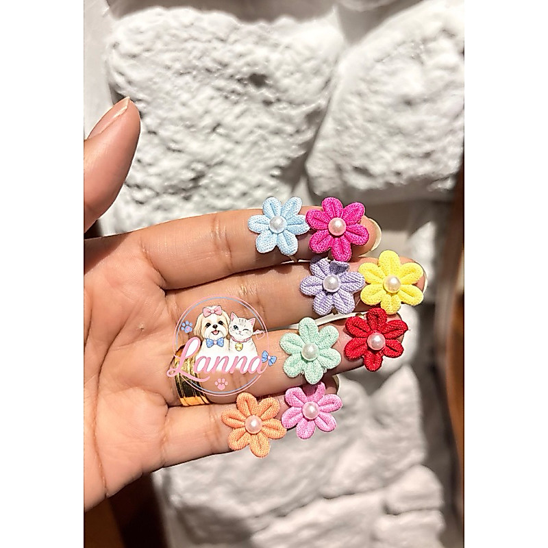 Laço Pet de Florzinhas Banho e Tosa Lacinho Pet com Elástico para Cães Pelo Longo Jóia Pet Acessórios Pet para pet