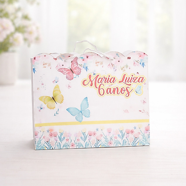 Sacolinha G Jardim Borboletas - Jardim Encantado Personalizada | Lembrancinha Aniversário | Pegue e Monte