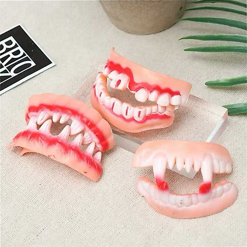 Dentadura Em Látex Monstro | Modelo Sortido | Unidade | Festa Fantasia, Happy Halloween, Brincadeiras, Trolagem, Pegadin