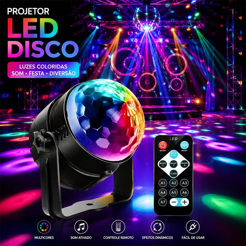 Globo Colorido Rotativo Bola Maluca Led Iluminação Festa Balada Rgb Party Light Bar Palco DJ