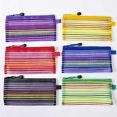 10 Estojo Multiuso Bolsinha Nylon Colorido Necessaire Porta Mascara Descartavel 13 x 23 cm