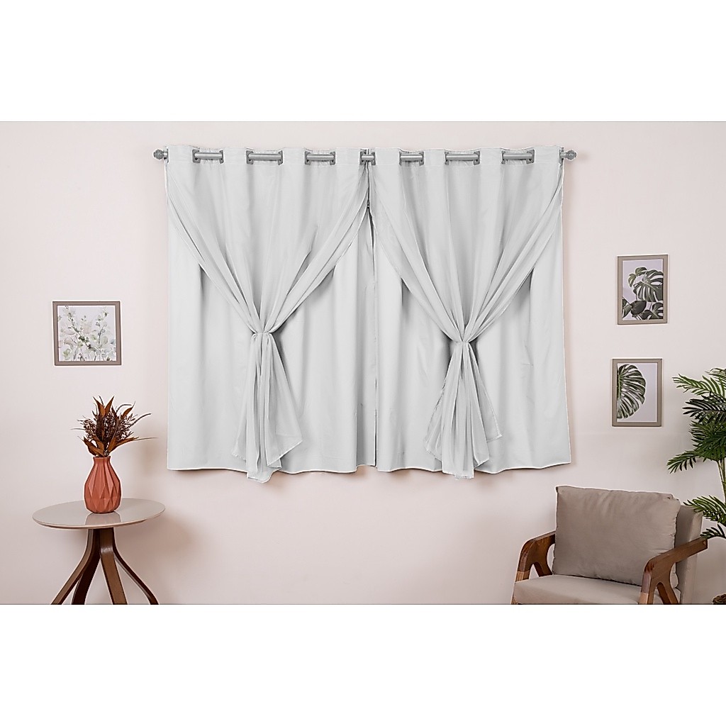Cortina com Blackout PVC Com Voil para Sala Quarto Janela Tamanho 2,00 m x 1,40 m M2 Oferta