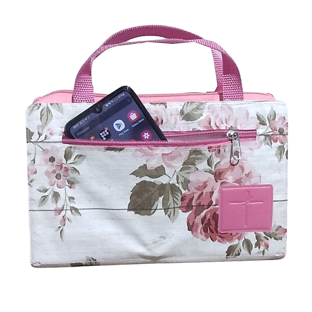 Bolsa Capa Para Bíblia Grande com Alça, Zíper e Bolso Externo Capa Florida Numero 13