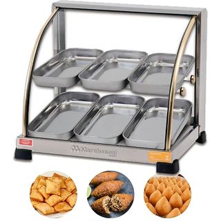 Estufa Para Salgados Vidro Curvo 6 Bandejas Dupla Linha Ouro 127/220V Marchesoni