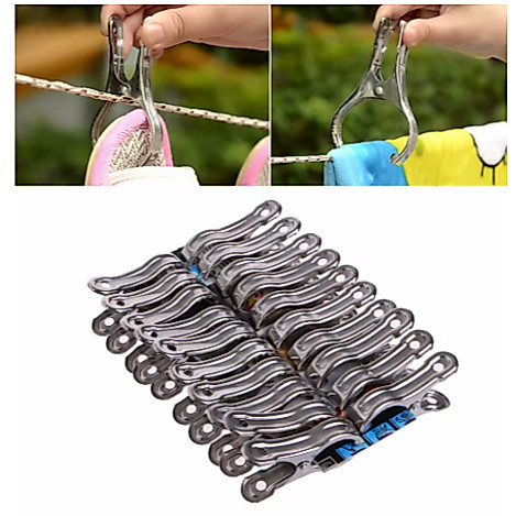 Pregador De Roupas Inox Varal Lavagem Kit 20 Clips  Pinça Para Pendurar Roupa,Prendedor Roupa Lavanderia