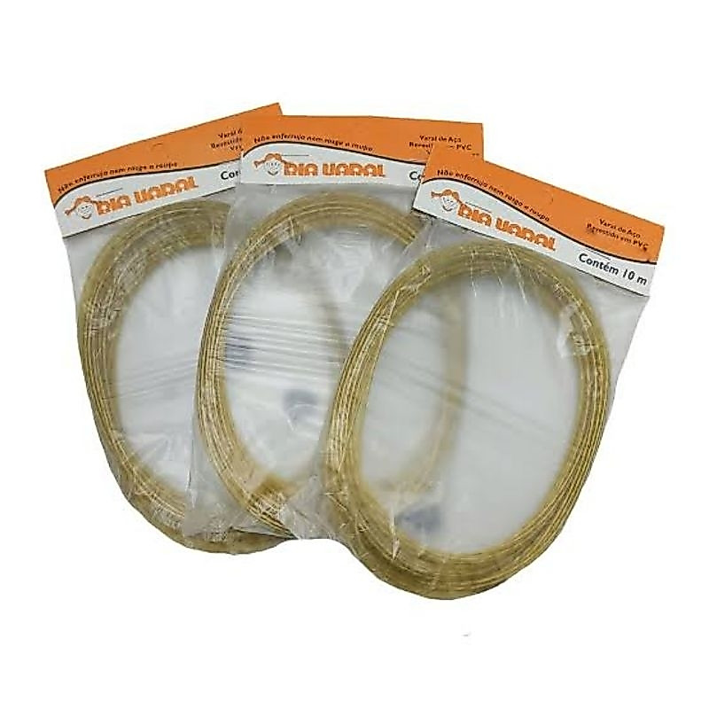 Kit 3 Varal De Roupa De Fio De Aço Reforçado Revestido De Corda De Varal 10 metros (Cada)