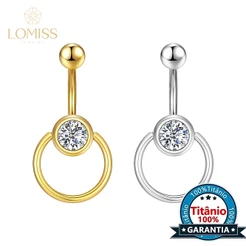 【Lomiss】Piercing Umbigo Banana Titânio Pvd Zircônia Argola com Pingente Grande Pequeno