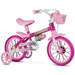 Bicicleta Bike Criança 2 A 5 Anos Aro 12 Flower Nathor Infantil Rosa C/ Rodinha Menina de 90cm a 1m