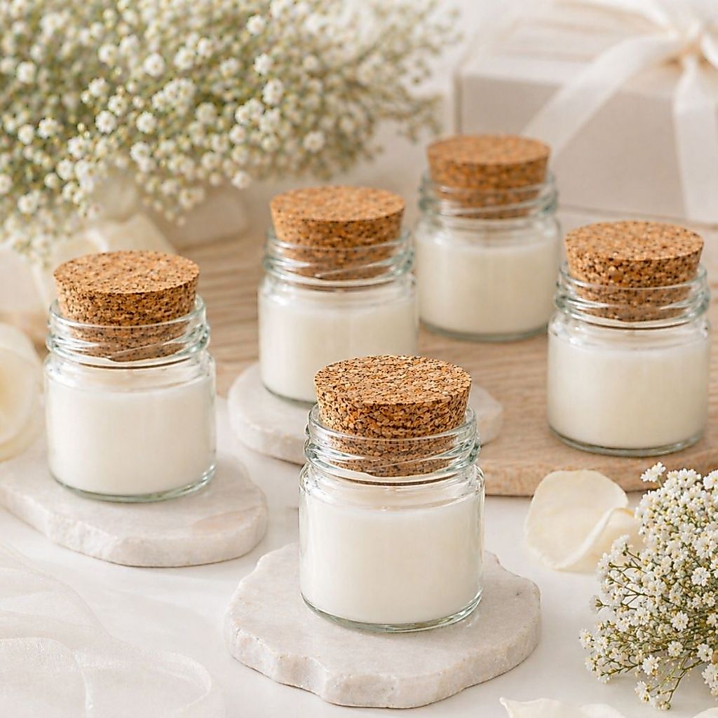 Potes P/ Vela Aromáticas, Mel, Geleias com Tampa de Rolha | Pote de Vidro 40 ml | Lembrancinha casamento