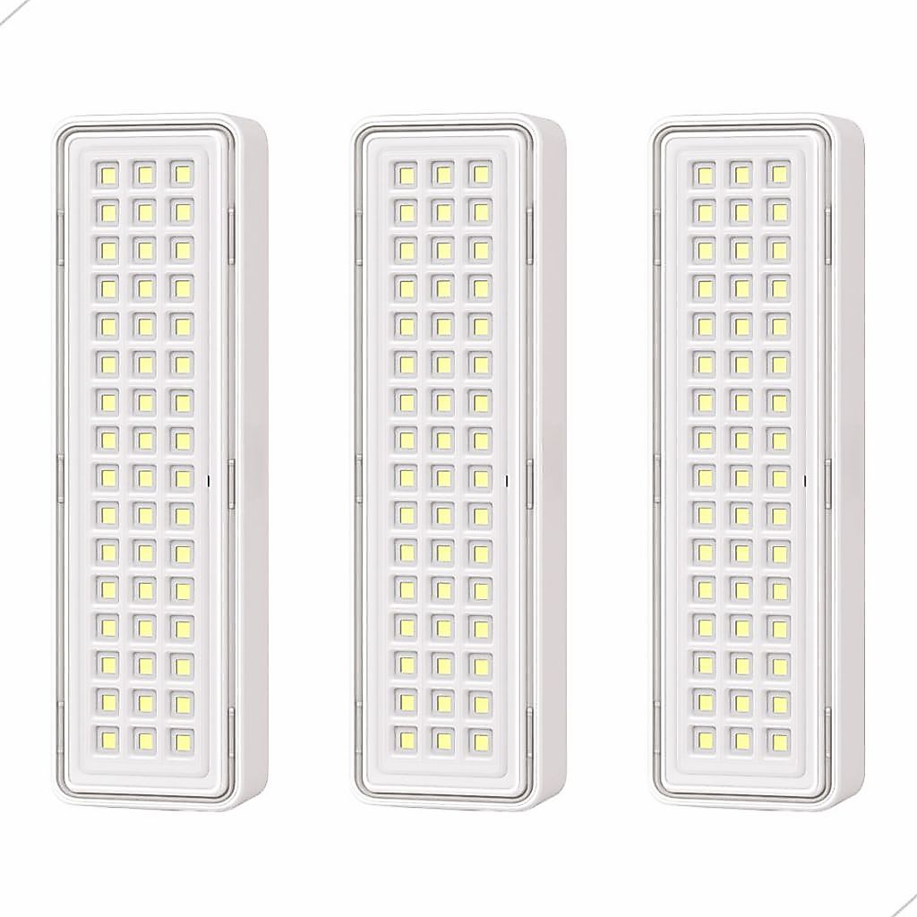 Kit 3 Luminária De Emergência 60 Leds Bivolt 110v 220v Falta de Luz Recarregável Automática Potente