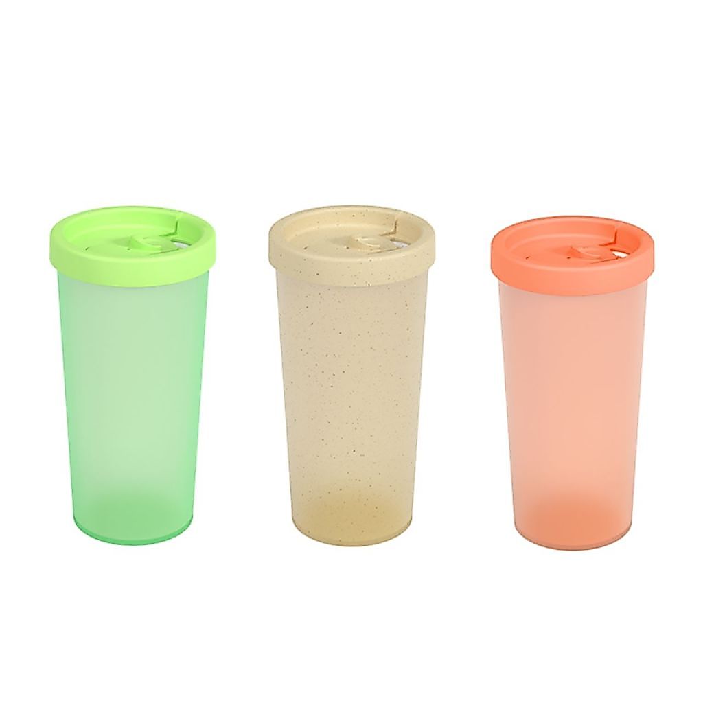 Copos com Tampa Coza Nutri 500ml Natural Arroz - Laranja Crush - Verde Matcha