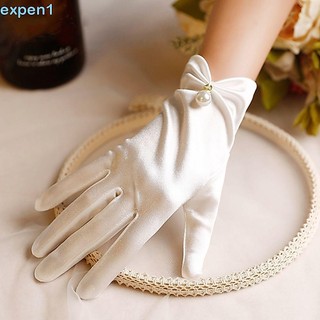 Expensão Luvas De Casamento Femininas Elegante Satin Lolita JK Performance For Girls Full Finger Gloves