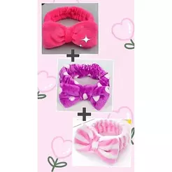KIT 3 Faixa Laço Maquiagem Makeup Toalha Tiara Cabelo Rosto Limpo