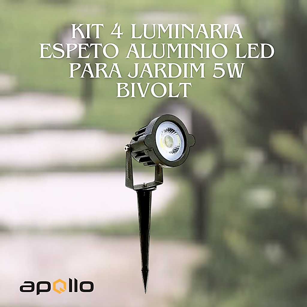 kit 4un Luminaria Espeto Aluminio Led Para Jardim 5w Bivolt Branco quente frio V