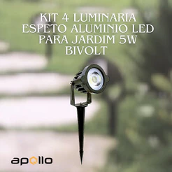 kit 4un Luminaria Espeto Aluminio Led Para Jardim 5w Bivolt Branco quente frio Verde