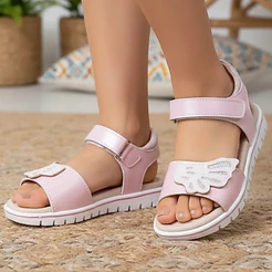 Sandália Infantil Ortopasso Cinderela Menina Asa Glitter Velcro Confortável Conforto