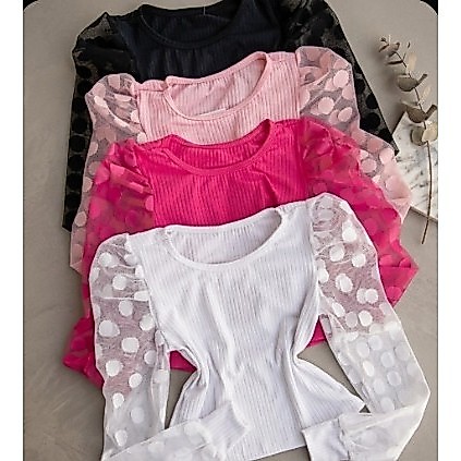 Blusa Manga Longa Infantil Menina Manga Tule, Manga Bufante ,Manga Princesa Blogueira Blogueirinha Mini Diva Canelada