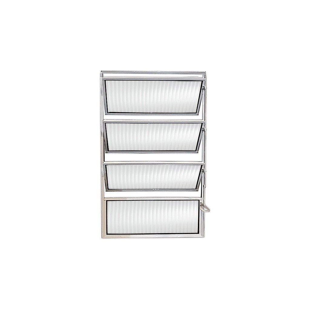 Vitro Basculante 80 x 60 Alumínio Branco Vidro Canelado