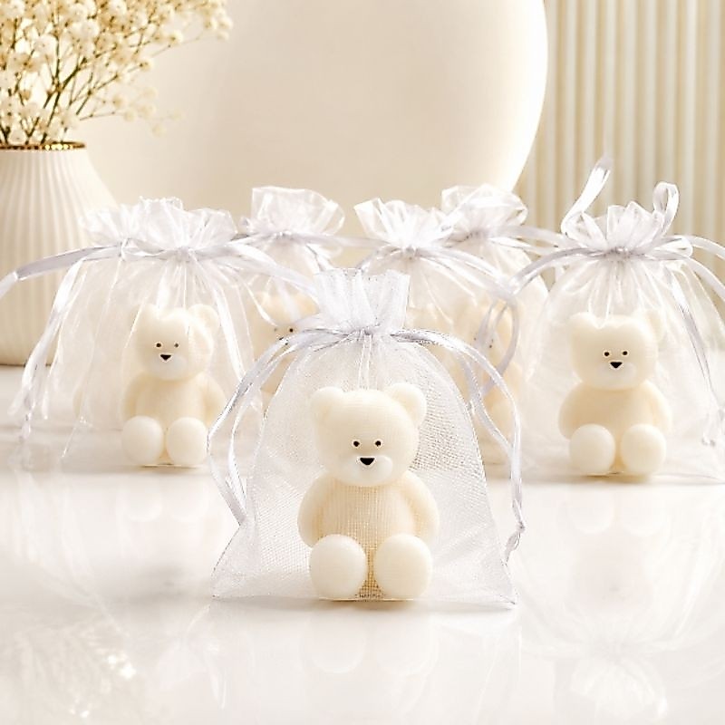 kit Velas Ursinhos 50|60 unidades Aromáticas com Saquinho de Organza Lembrancinhas Chá de Bebê  Maternidade  Aniversário