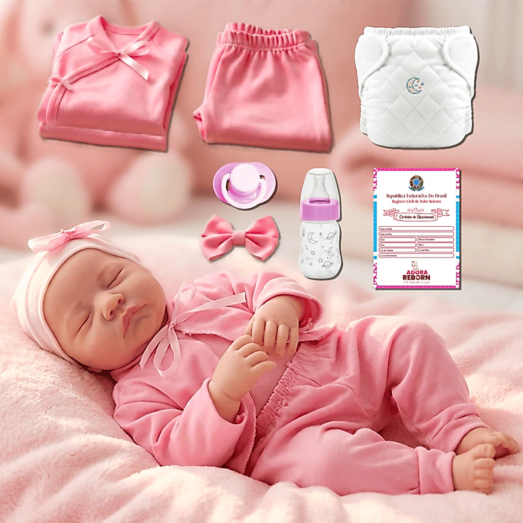 Boneca Reborn Bebê Realista em Vinil Siliconado com Olhos Fechados Pode Tomar Banho Envio Imediato