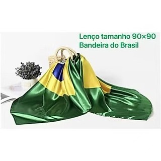 Lenço Multiuso de Seda Estamapa Bandeira do Brasil (90x90 cm)ou(50x50cm)