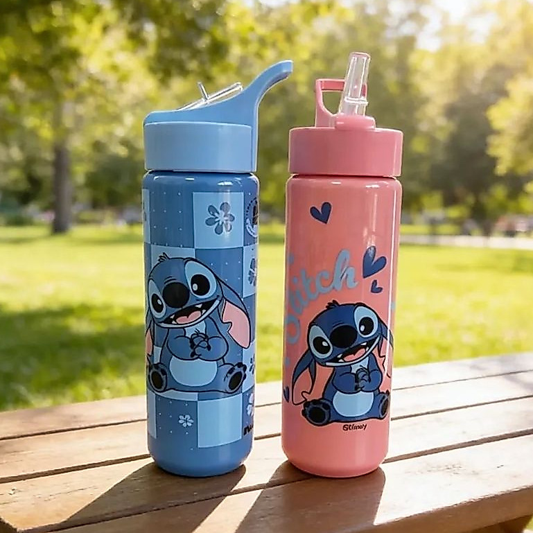 Garrafa Stitch COM CANUDO  Infantil Garrafa De Agua 700ml Duhome Garrafinha Squeeze Garrafa Plástica