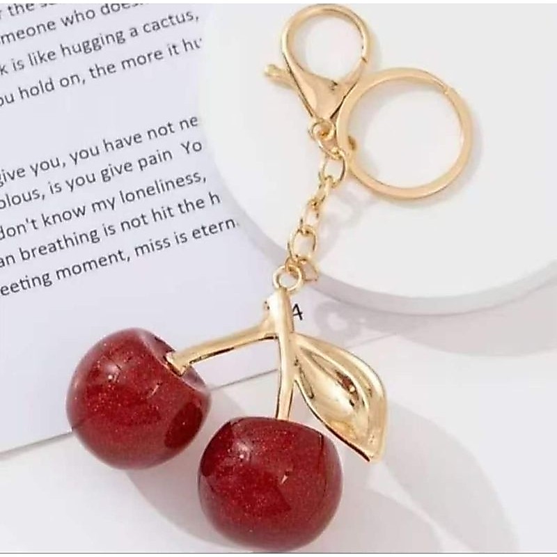 Chaveiro De Cristal Cereja Pingente Criativo Saco Charme Para Presente De Feriado Feminino